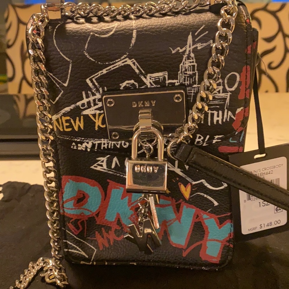 Authentic DKNY Elissa Graffiti North South CrossbodyNWT